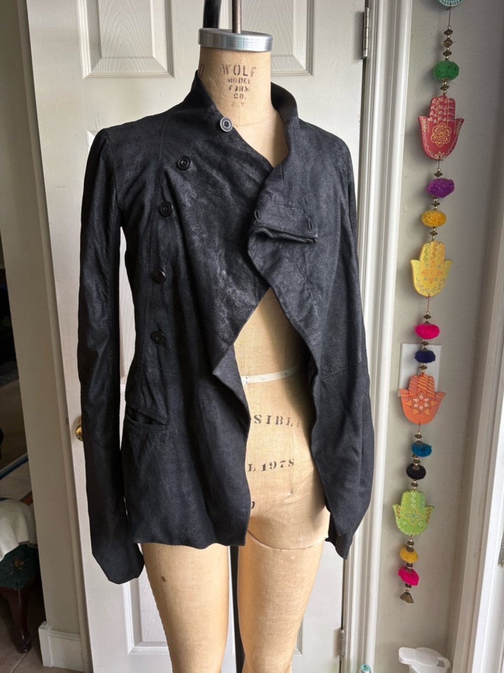 Rick Owens Black Draped Asymmetrical Blazer